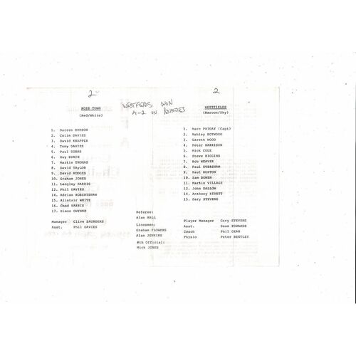 1995/96 Ross Town 93 v Westfields Herefordshire County Cup Final Football Programme