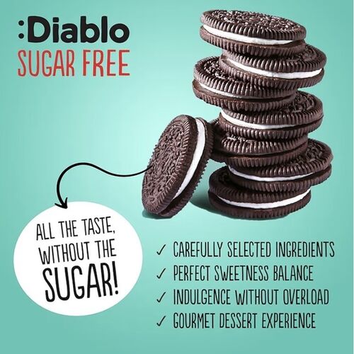 Diablo Sugar Free Sandwich Cookies – Extra Dark Cocoa Cookie with Vanilla Cream 176g