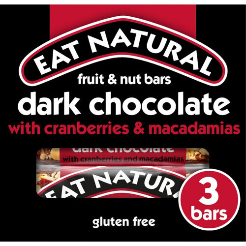 Eat Natural Fruit & Nut Bars Dark Chocolate with Cranberries & Macadamias 3 x 45g