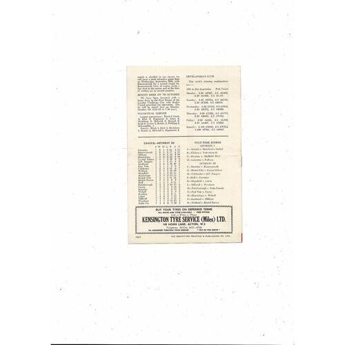 1963/64 Brentford v Reading Football Programme