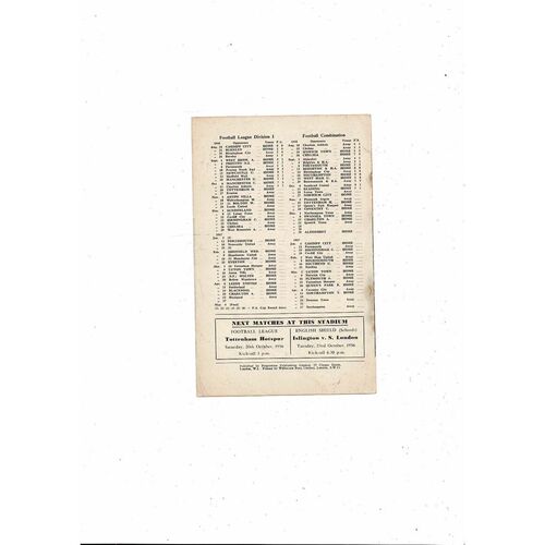 Arsenal v Red Star Friendly Football Programme 1956/57