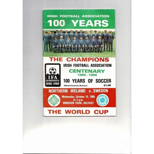 1980 Northern Ireland v Sweden Football Programme
