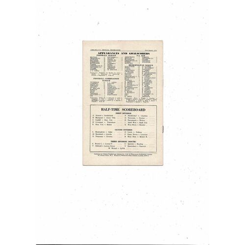 1953/54 Chelsea v Huddersfield Town Football Programme