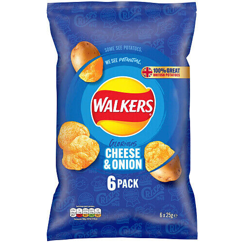 Walkers Cheese & Onion Crisps 6pk