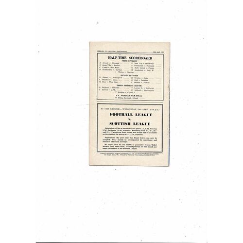 1953/54 Chelsea v Bolton Wanderers Football Programme