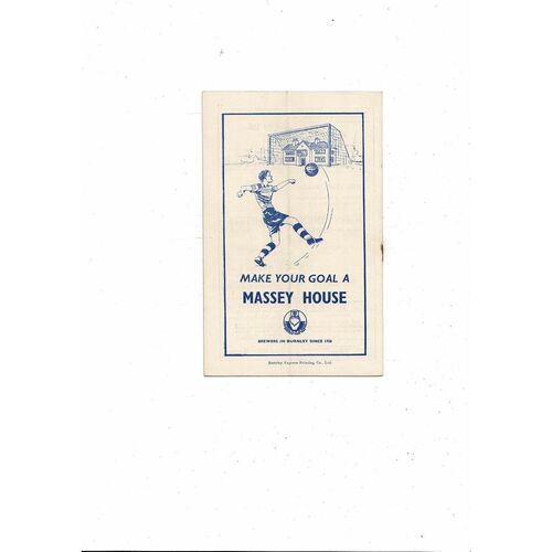 1953/54 Burnley v Preston North End Football Programme