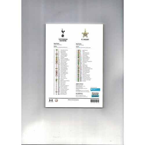 Tottenham Hotspur v Sheriff Europa League Football Programme 2013/14