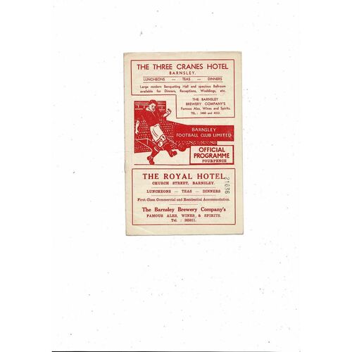 1958/59 Barnsley v Grimsby Town Football Programme