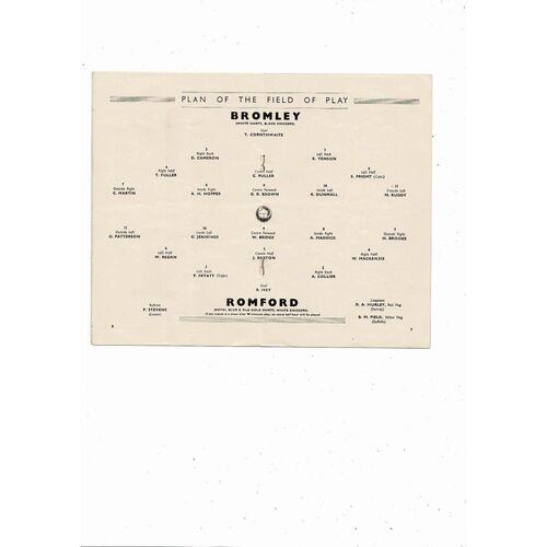 1949 Bromley v Romford Amateur Cup Final Football Programme