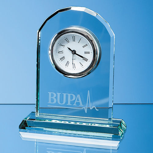 Jade Glass Arch Clock - 15cm