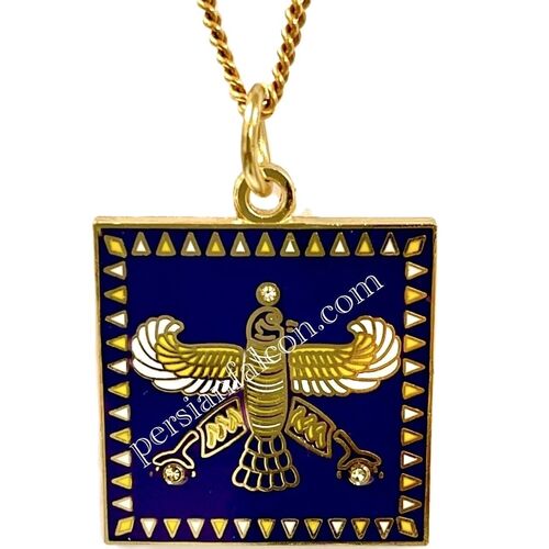 Pendant. The Persian Falcon. Purple with 3 Yellow Stones.