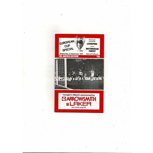 Liverpool v Nottingham Forest European Cup Football Programme 1978/79