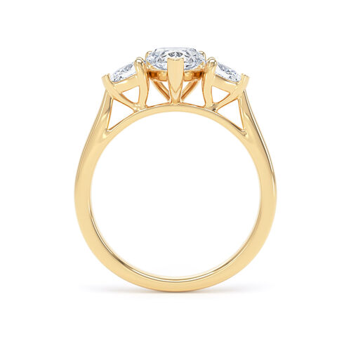 Pear shape diamond trilogy ring