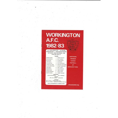 Workington v Doncaster Rovers FA Cup Football Programme 1982/83
