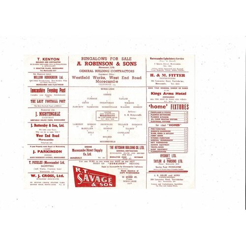 1964/65 Morecambe v Netherfield Lancashire Combination Football Programme