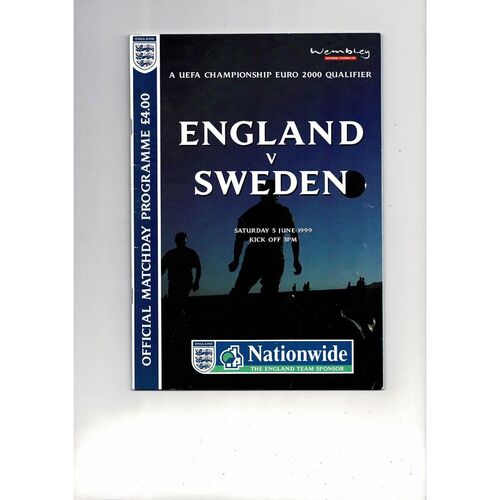 1999 England v Sweden Football Programme