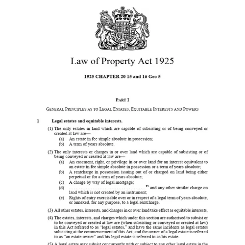 The Law of Property Act 1925 (LPA 1925) 