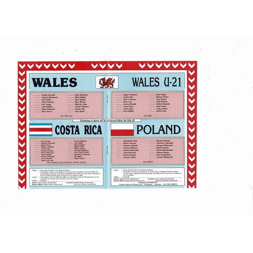 1990 Wales v Costa Rica International Football Programme