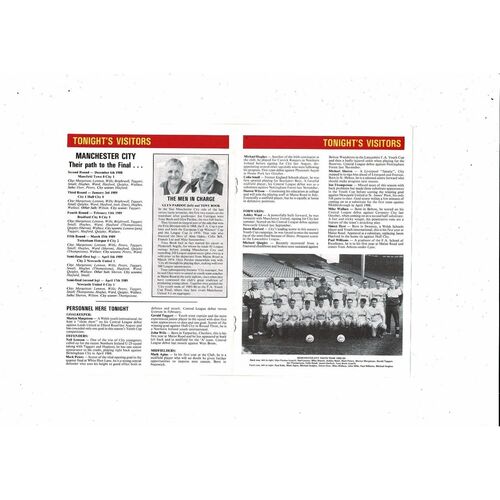1989 Watford v Manchester City FA Youth Cup Final Football Programme