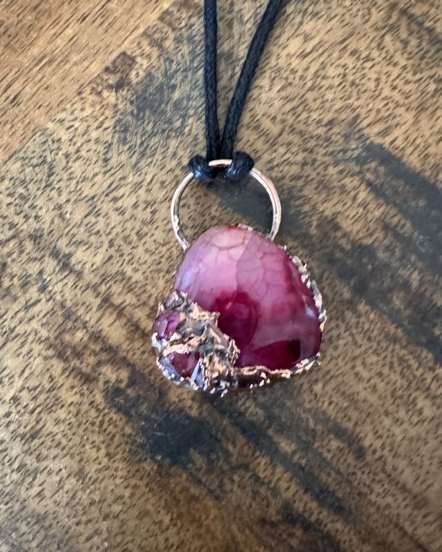 Spider quartz and tourmaline copper dipped necklace