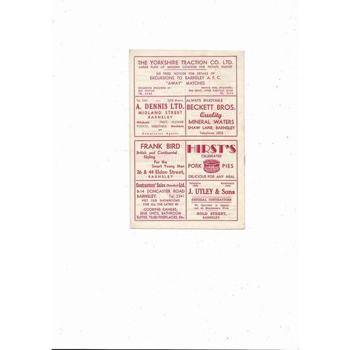 1959/60 Barnsley v Colchester United Football Programme