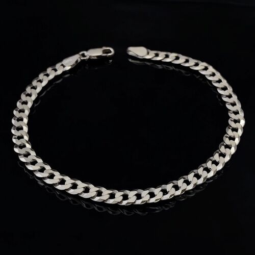 Super flat diamond cut curb bracelet
