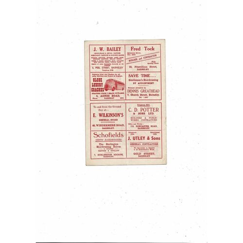 1954/55 Barnsley v Bradford City Football Programme