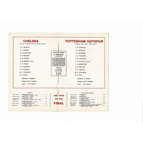 1967 Chelsea v Tottenham Hotspur FA Cup Final Football Programme