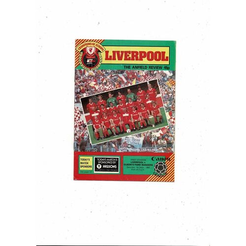 1984/85 Liverpool v Queens Park Rangers Football Programme