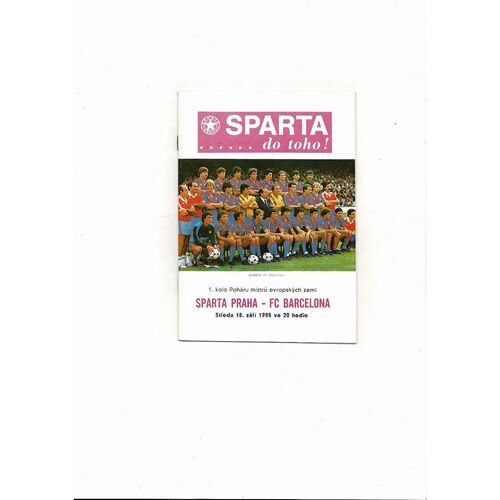 Sparta Prague v Barcelona European Cup Football Programme 1985/86