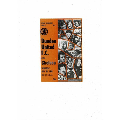 Dundee United v Chelsea Friendly Football Programme 1980/81