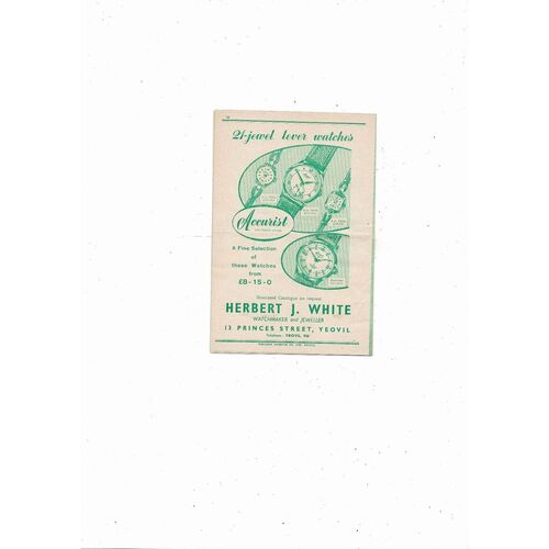 Yeovil Town v Glastonbury FA Cup Football Programme 1956/57
