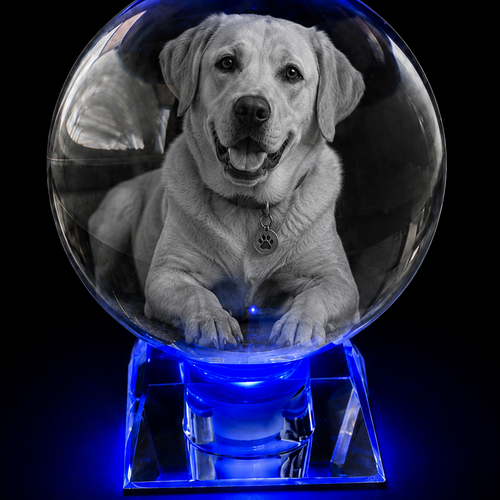 3D Crystal XXXL Sphere Photo Gift with LED Base – 100 mm