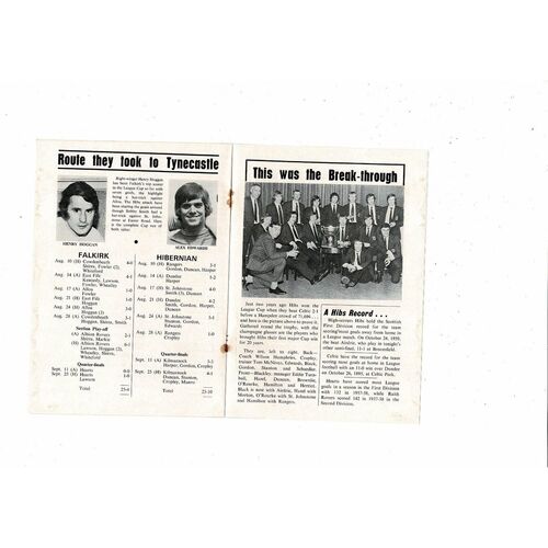 1974/75 Falkirk v Hibernian Scottish League Cup Semi Final Football Programme