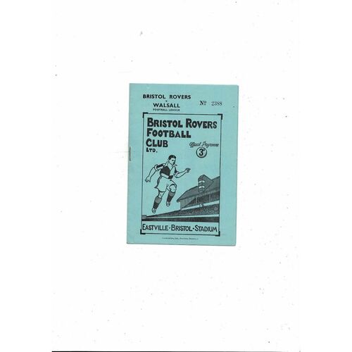 1949/50 Bristol Rovers v Walsall Football Programme