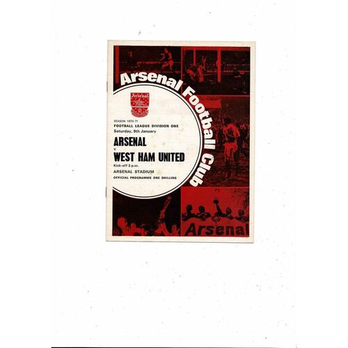 1970/71 Arsenal v West Ham United Football Programme