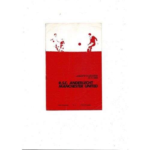 Anderlecht v Manchester United European Cup Football Programme 1968/69