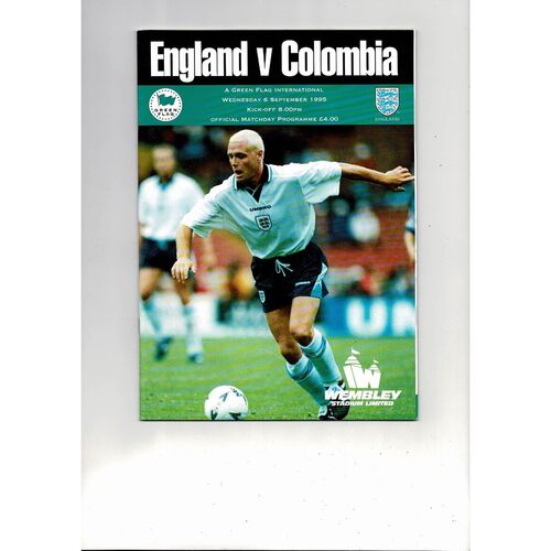 1995 England v Colombia Football Programme