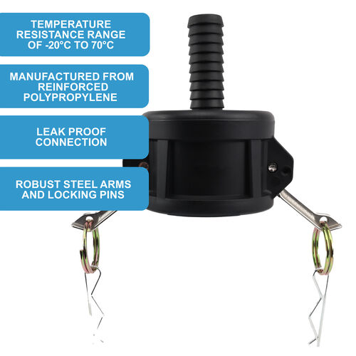 2" Camlock Coupler x 0.5 inch Hose Tail