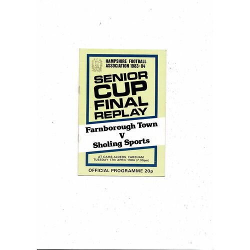 1983/84 Farnborough Town v Sholing Sports Hampshire Senior Cup Final Replay