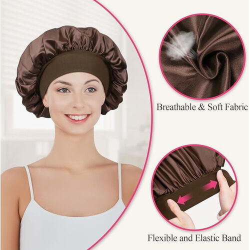 Hair Bonnet Night Sleeping Cap Satin for Hair Style Protection - 2 pack