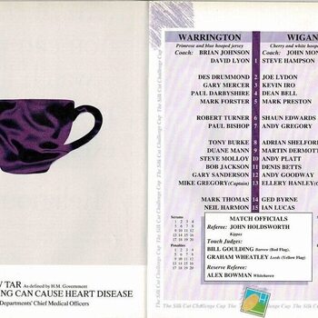 1990 Warrington v Wigan Rugby League Challenge Cup Final Programme