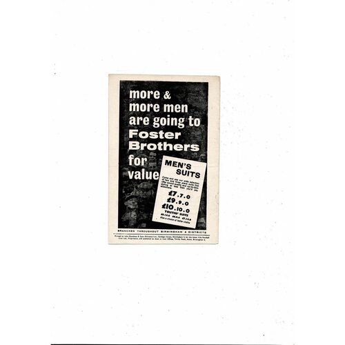 1963/64 Aston Villa v Blackpool Football Programme