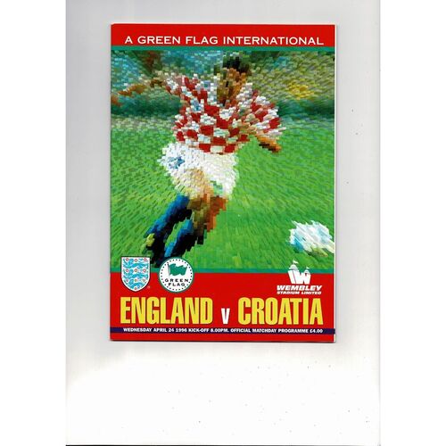 1996 England v Croatia Football Programme