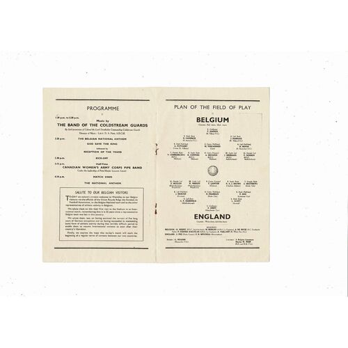 1946 England v Belgium Football Programme