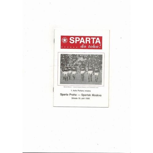 Sparta Prague v Spartak Moscow European Cup Football Programme 1990/91