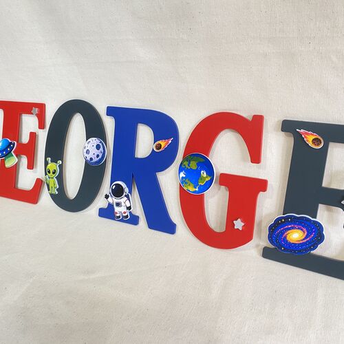 Personalised Space Theme Name Letters – Boys Bedroom Wall Decor