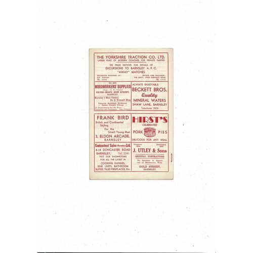 1960/61 Barnsley v Luton Town FA Cup Football Programme