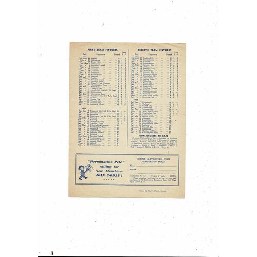 1955/56 Leyton Orient v Queens Park Rangers Football Programme