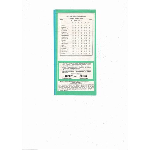 Dnepropetrovsk v Levski Spartak European Cup Football Programme 1984/85